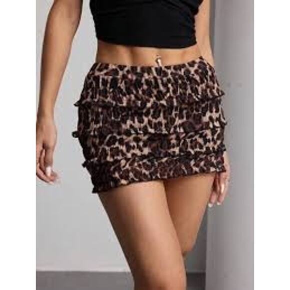 REVOLVE Pants - New Revolve Lioness L Match Point Mini Skort Skirt Shorts Print Leopard Ruffle